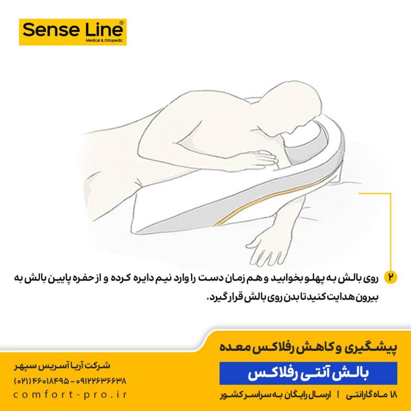 بالش آنتی رفلاکس سنس لاین، خوابیدن به پهلوی چپ، خوابیدن به شانه چپ، خرید بالش رفلاکس، بالش آنتی رفلاکس، رفلاکس معده، جلوگیری از رفلاکس معده، درمان رفلاکس، بالش طبی، آپنه خواب، بالش آپنه، بالش رفلاکس بزرگسال،