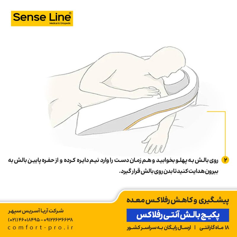 پکیج بالش آنتی رفلاکس سنس لاین، بالش آنتی رفلاکس سنس لاین، خوابیدن به پهلوی چپ، خوابیدن به شانه چپ، خرید بالش رفلاکس، بالش آنتی رفلاکس، رفلاکس معده، جلوگیری از رفلاکس معده، درمان رفلاکس، بالش طبی، آپنه خواب، بالش آپنه، بالش رفلاکس بزرگسال،